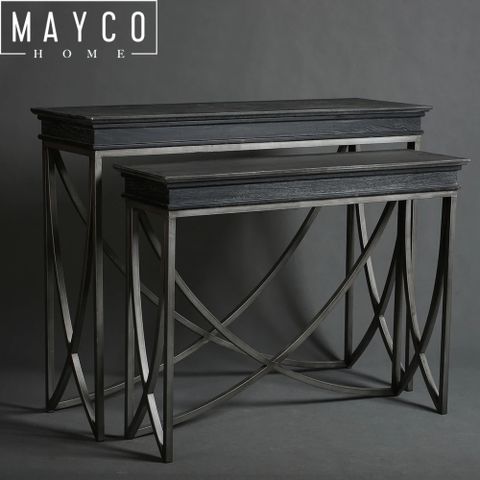 Mayco Wrought Iron 2 Piece Rectangular Handcrafted Nesting Console ... throughout Integrating Retro Nesting Tables into Modern Decor A Designer's Perspective